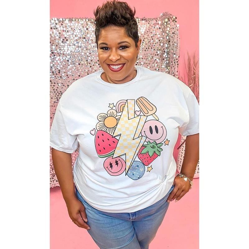 Retro Fruity Summer Adult White Shirt