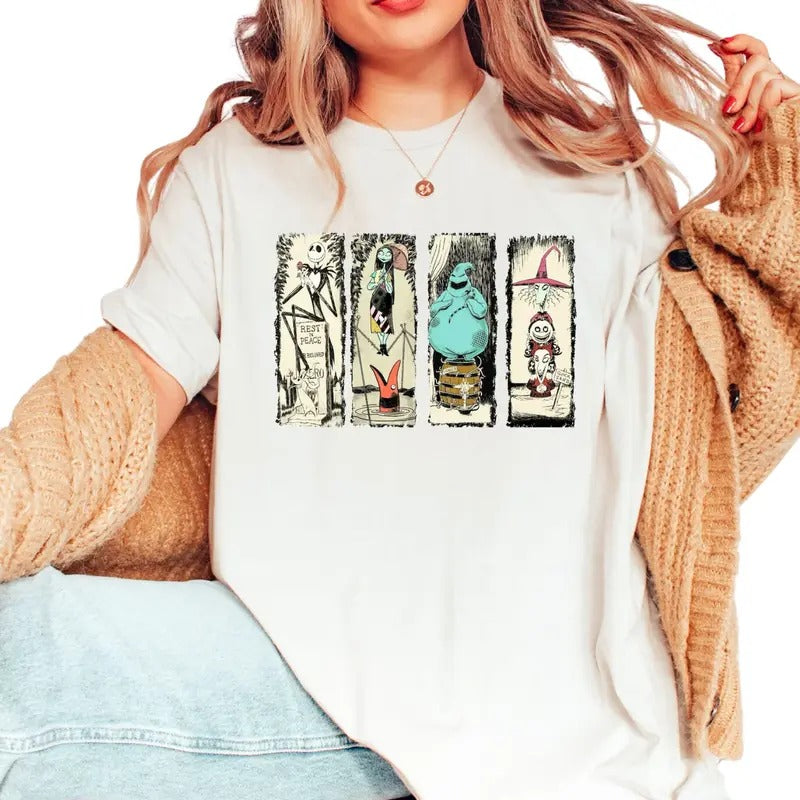 Retro Haunted Mansion The Nightmare Before Christmas Shirt Halloween Shirt Halloween Gifts Spooky Shirt Top Womenswear...