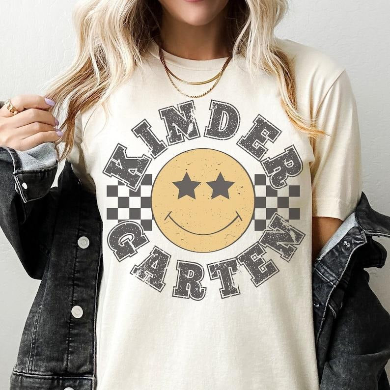 Retro Kindergarten Grade Teacher Shirt, Kinder Grade shirt, First Day of School Matching TShirt, New Teacher Gift, Teacher Squad, Vintage T-shirt, sweater and Hoodie