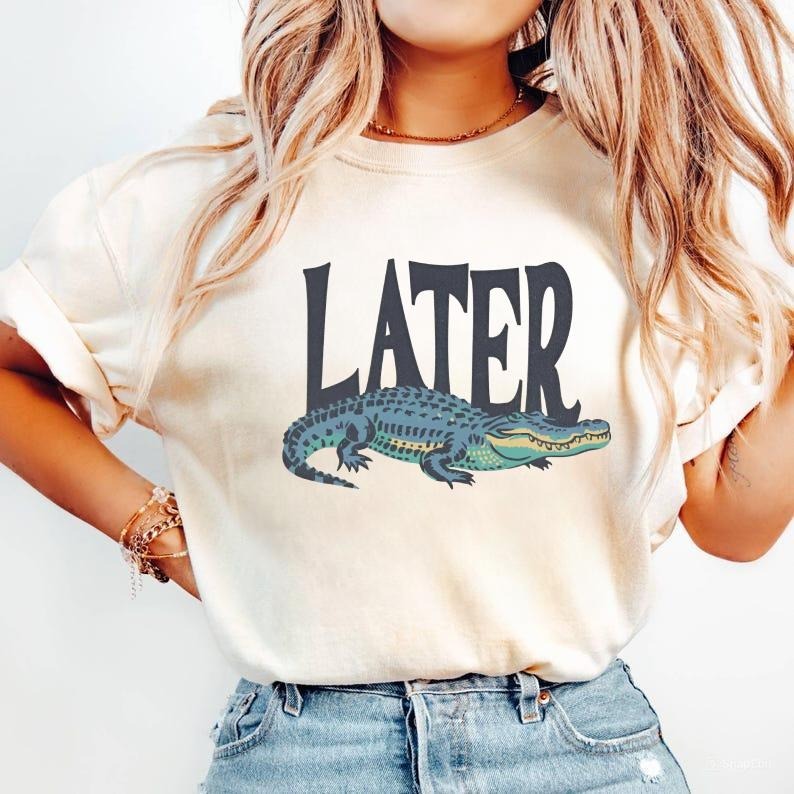 Retro Later Gator TShirt, Funny Graphic Alligator Tee, Vintage 90s Style Shirt, Cute Casual Top