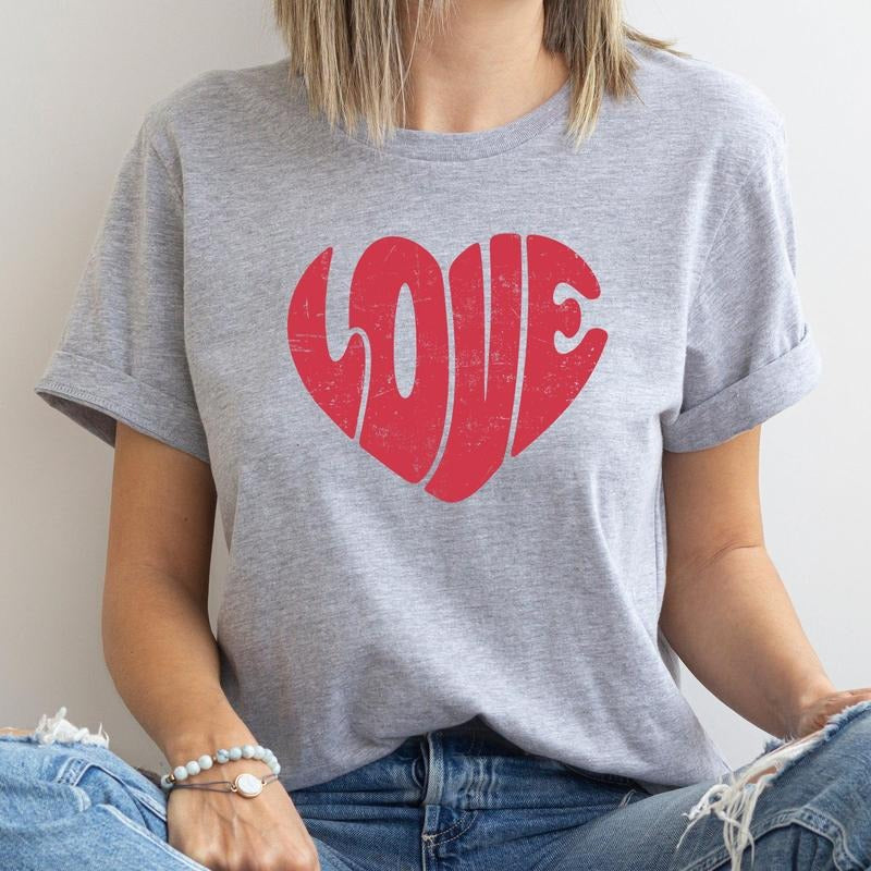 Retro Love Heart, Vintage, Super Soft Tshirt, Valentine's Day Hoodie, Sweatshirt | WearSparks.com