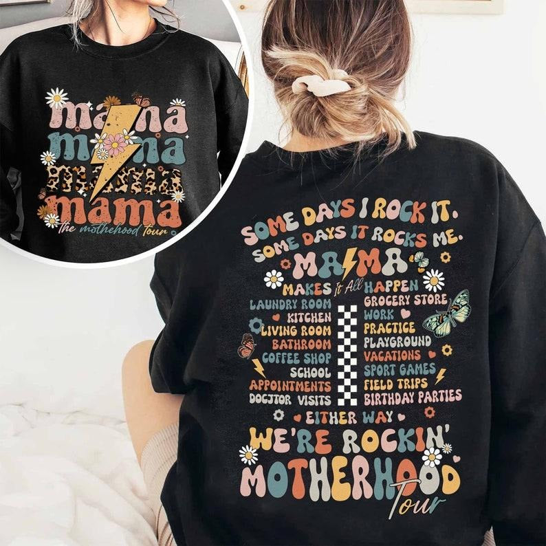 Retro Mama Rock Sweatshirt, Funny Motherhood Shirt, Mama Floral Vintage Gift For Mom, Some Days I Rock It Some Days T-shirt, sweater and Hoodie Cotton