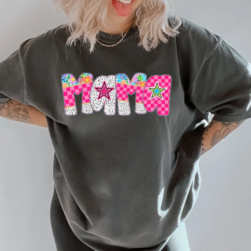 Retro Mama Star Shirt ~ Unisex Apparel Relaxed Fit Printed In The USA Clothing Womenswear Casual Comfort Cotton Top Athletic Boho Chic