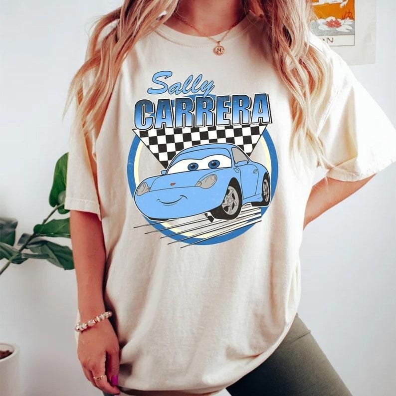 Retro Mc Que0n Cars Shirt, Cars Movie T-Shirt, Sally Carrera Shirt, Piston Cup Champion Shirt, cars movie Number Shirt Casual Cotton