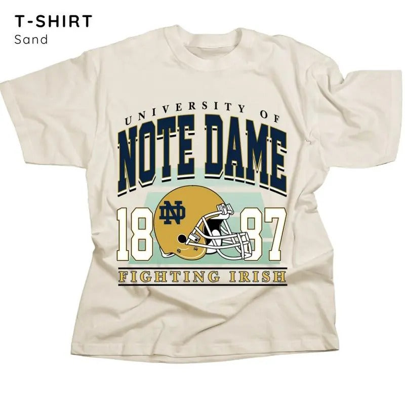 Retro Notredame Football T-Shirt, NCAA Shirt, Sport Shirt, Gift for Men, for Women, Shortsleeve Streetwear