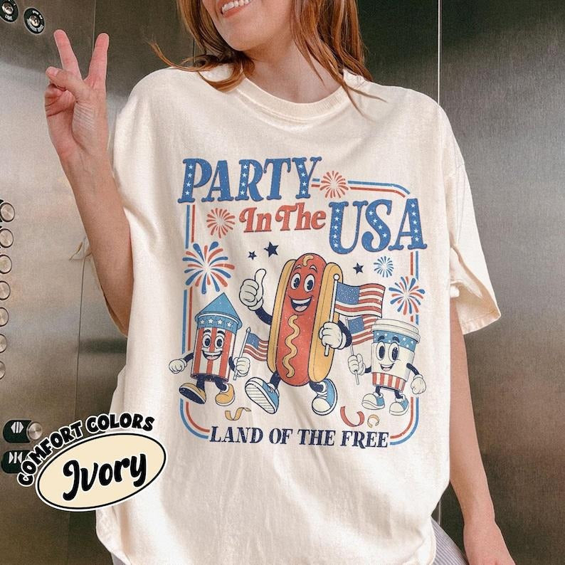 Retro Party In The Usa Comfort Colors Shirt, 4th Of July Graphic Shirt, Patriotic Independence Day Tee, Cute Patriotic Shirt, Usa Pride