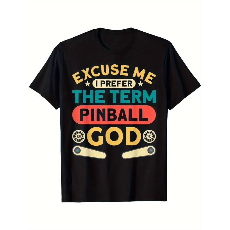 Retro Pinball Game Pinball Player Pinball Machine Pinball T-Shirt 220g, Men's Printed Short Sleeve T Sleeve, Comfortable, Versatile, Everyday Made in USA