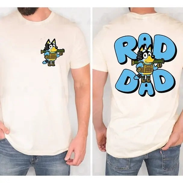 Retro Rad Dad Bluey Shirt, Retro Bandit Heeler Shirt, Father's Day T-Shirt, Dad Bluey Shirt, Dad Shirt, Bluey Kids Tee, Bluey Family Shirt