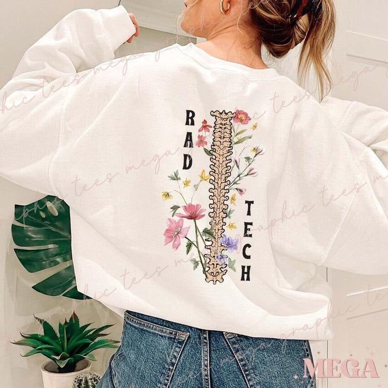 Retro Radiology Sweatshirt for Women Comfort Colors Pullover Hoodie with Flower Design Rad Tech Apparel - Womenswear T-Shirts