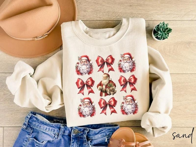 Retro Santa Claus Sweatshirt, Vintage Santa Sweatshirt, Retro Christmas Santa, Holiday Clothing Women, Coquette Christmas Sweater, Xmas Gift