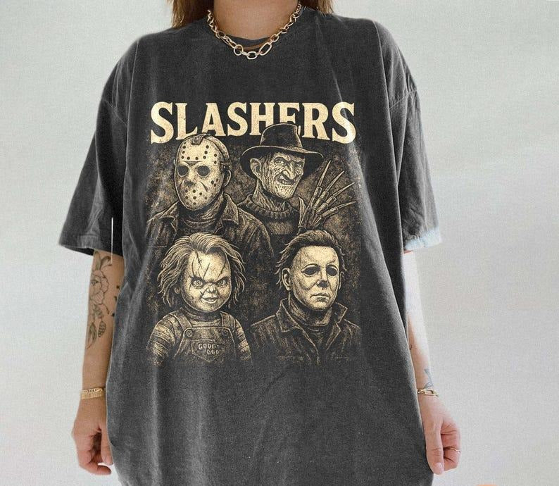 Retro Slashers Halloween Tshirt, Horror Movie Halloween Tee, Scary Movie Shirt, Horror Halloween Graphic Trendy Shirt