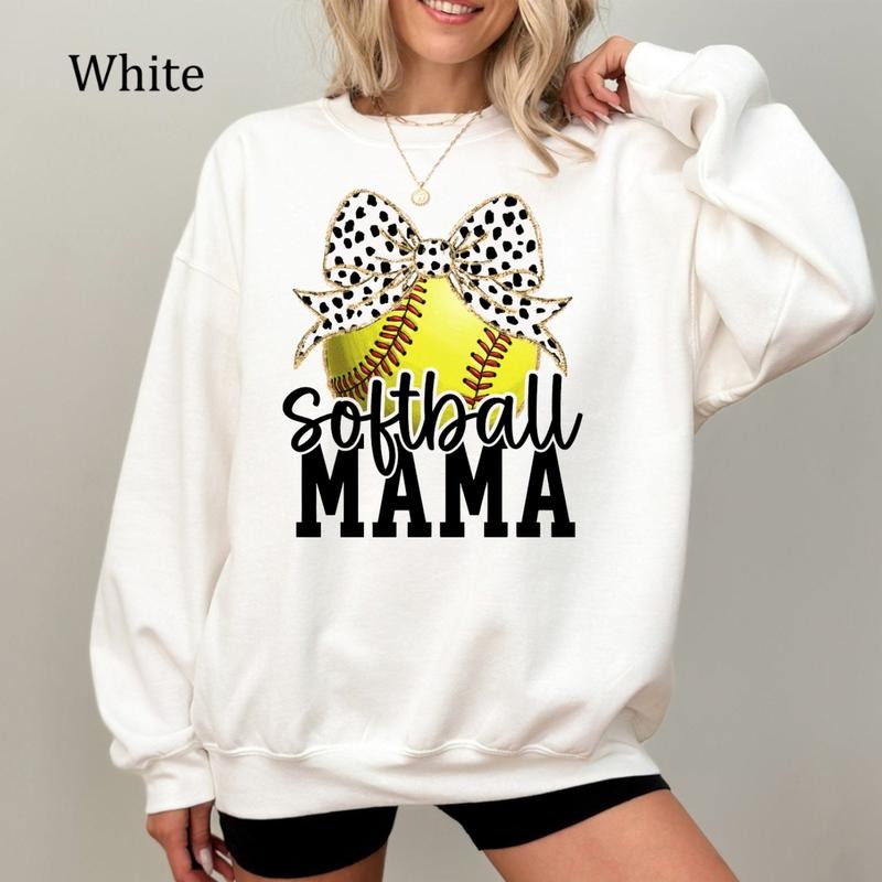 Retro Softball Mama Coquette Sweatshirt, Game Day Softball Bow Shirt, Trendy Softball Mom Top, Cute Sports Outfit, Cozy Fleece Sweatshirt, Everyday Casual Comfort