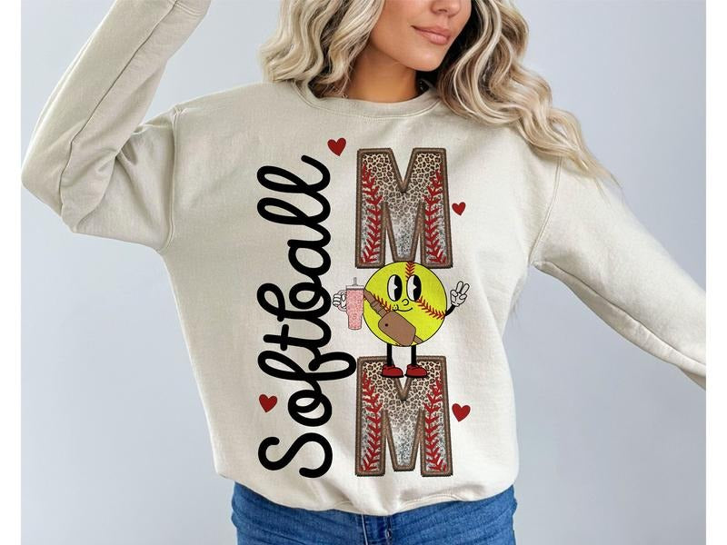 Retro Softball Mama Sweater, Glitter Softball Sweatshirt, Sports Mama Shirt, Trendy Retro Mom Sweatshirt, Mother's Day Gift, Unisex Sweatshirt, Long Sleeve Crewneck Tee, Mom Gifts Sweater, Gifts For Birthday