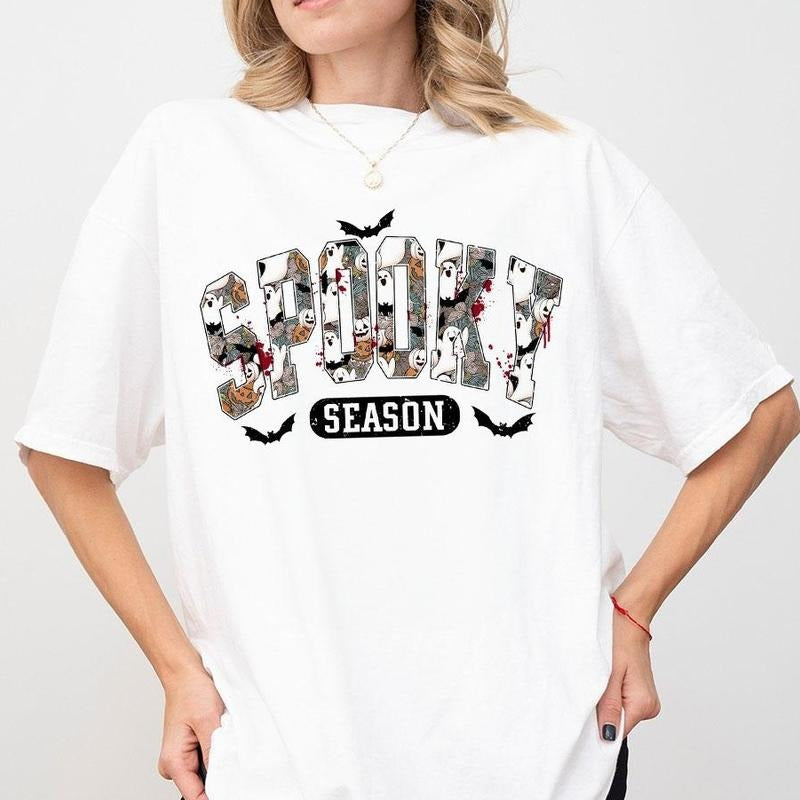 Retro Spooky Season Sweatshirts, Halloween T-shirts, Spooky Season Shirt, Halloween Vibes Sweatshirts, Gift For Her,...