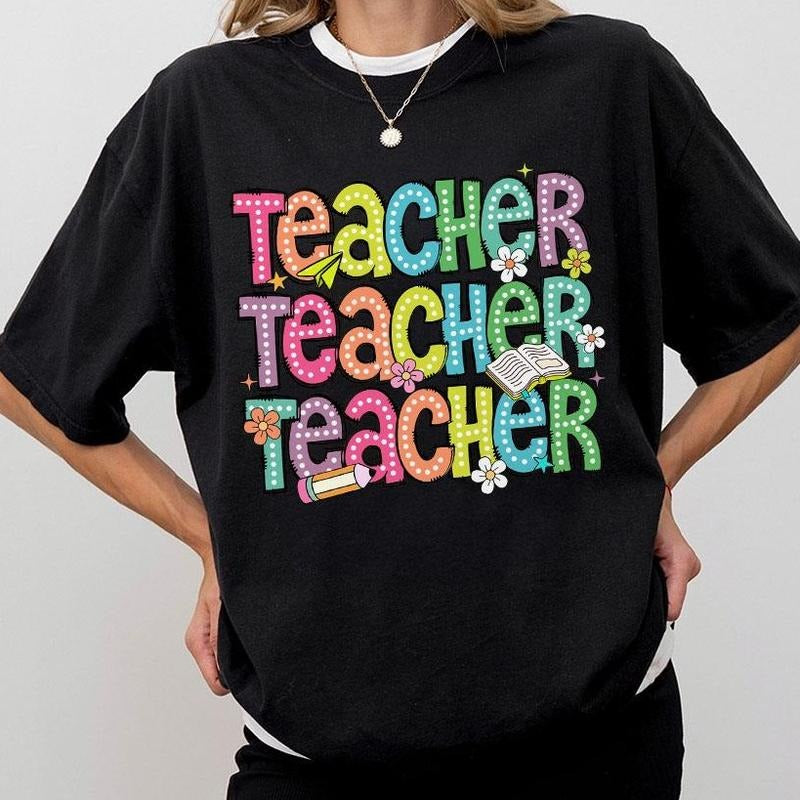 Retro Teacher Floral Shirt, Teach Love Inspire T-shirt, Back To School Teacher Tee, Teacher Appreciation Gifts, Teacher Birthday Gifts, New Teacher Gift, Retro Teacher Tee, Kindergarten Teacher, 1st Grade Teacher, Teacher Women Top