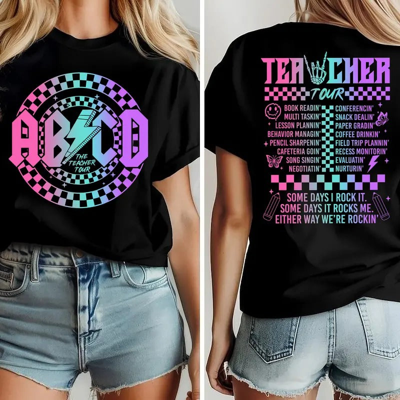 Retro Teacher Tour Shirt Music Gift For Teacher Abcd Teacher Tour Shirt End Of Year Shirt Teacher Gift Back To School Shirt Concert Tee Latarshia Grant