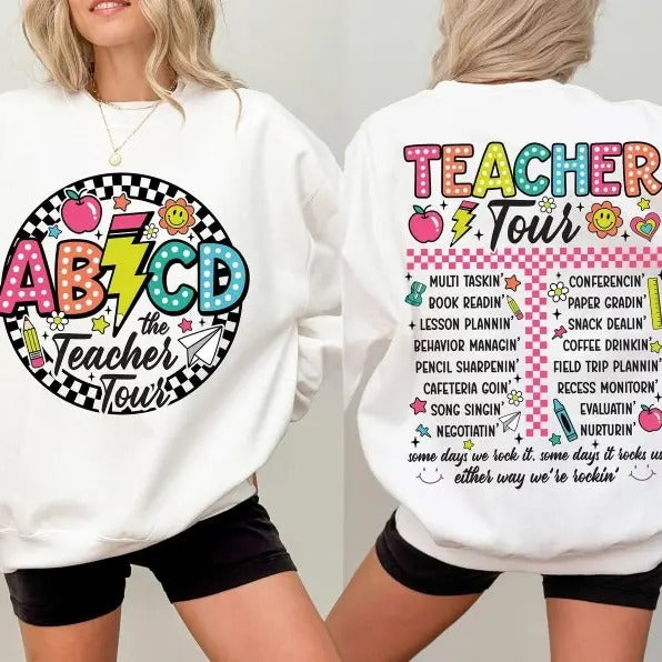Retro Teacher Tour Shirt, ABCD Teacher Tour Shirt, Back To School, End of Year Shirt, Teacher Gift, Teacher T shirt, Elementary School T-shirt, sweater and Hoodie