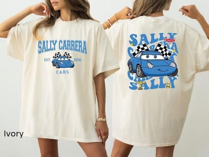 Retro Two Side McQ ueen Cars Shirt, Cars Movie T-Shirt, Sally Carrera Shirt, Piston Cup Champion Shirt, Sally Carrera Number Shirt