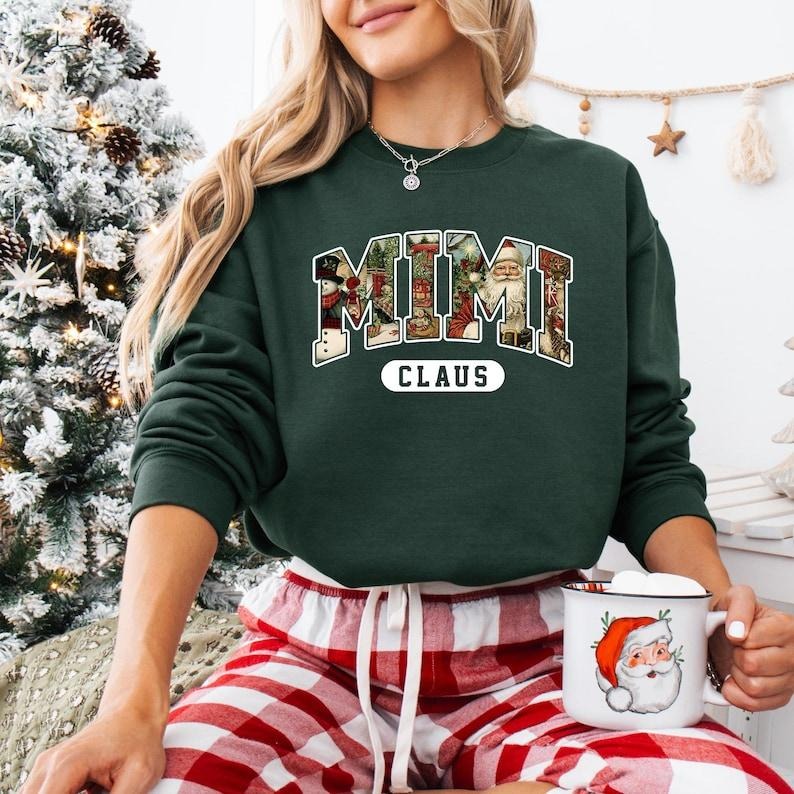 Retro Vintage Mimi Claus Sweatshirt, Christmas Mimi Shirt, Mimi Claus T-shirt, Family Christmas Sweater, Merry Christmas, Gift For Mimi