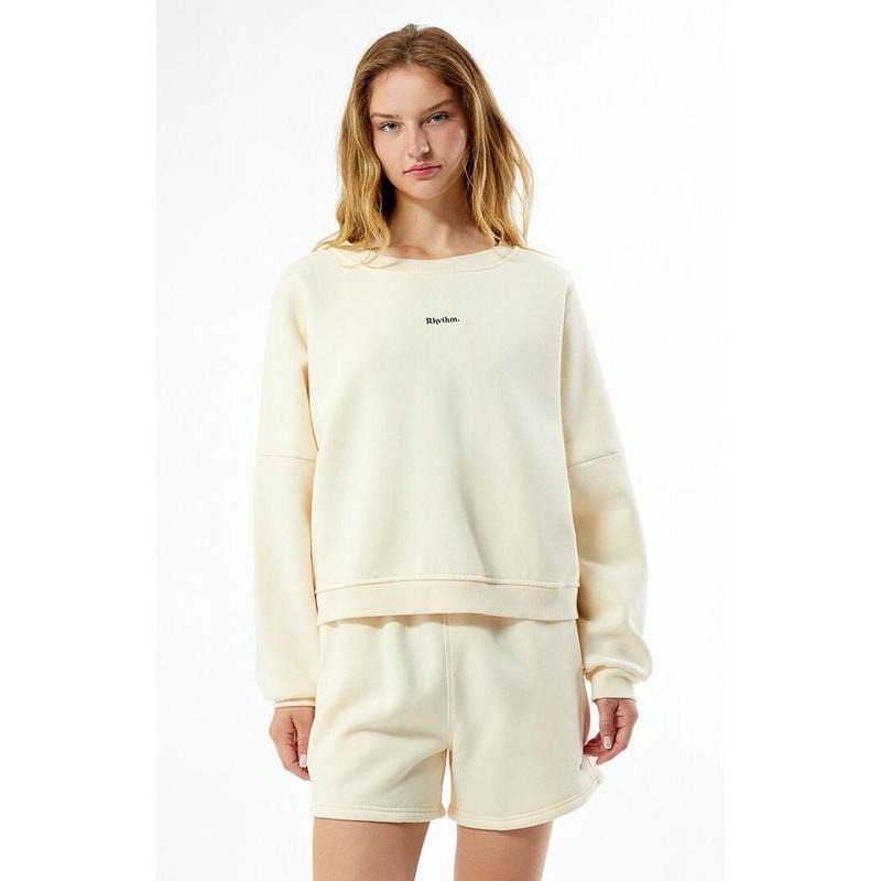 Rhythm Women's Cream Logo Crew Neck Sweatshirt