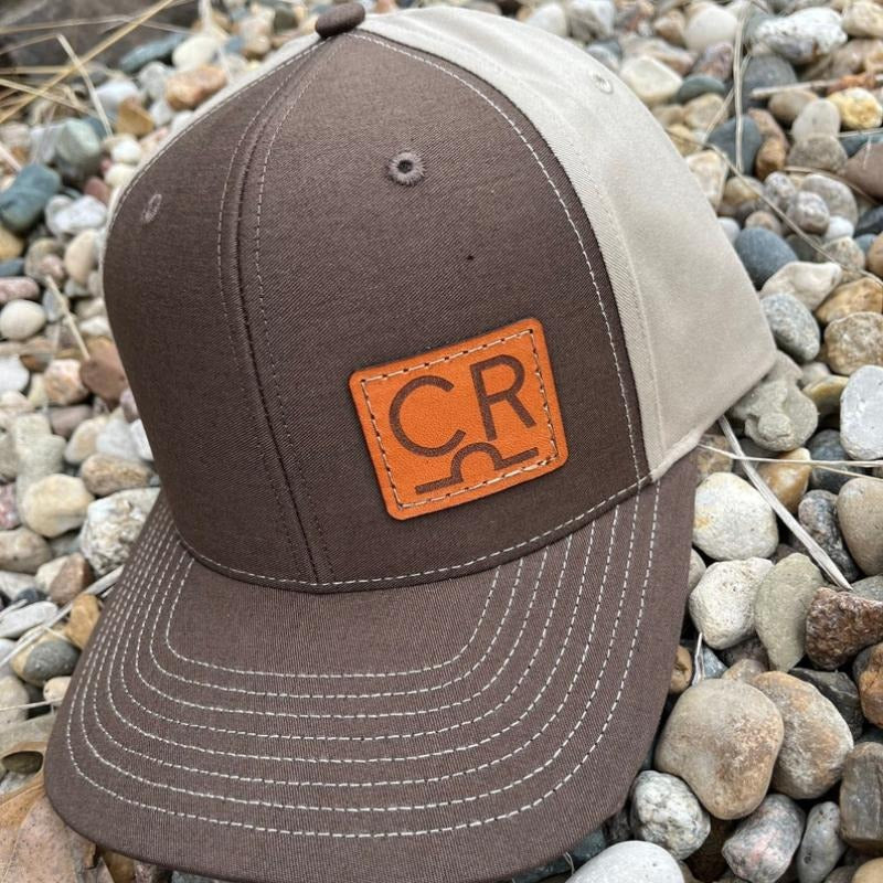Richardson 312 Cloth Snapback Custom Laser Engraved Leather Patch Hat-Custom ranch Brand Cattle brand Hand stitched Authentic real leather
