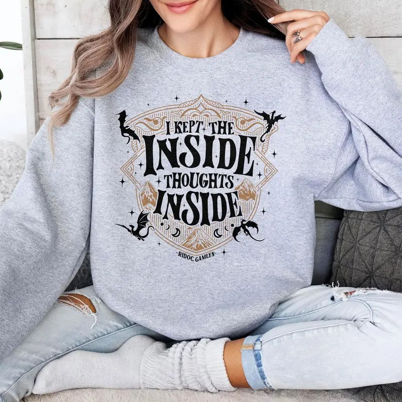 Ridoc Quest Squad Sweatshirt, I Kept The Inside Thoughts Inside Tee, Onyx Storm Fourth Wing Shirt For Fans, Bookish Gift