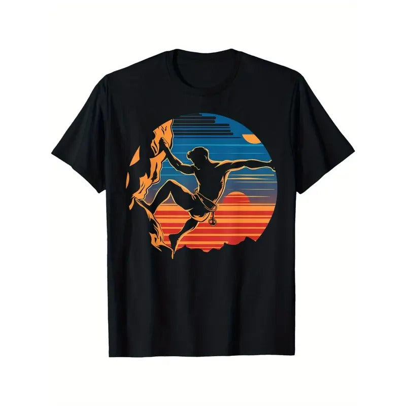 Rock Climbing, rock climbing, retro men's rock climbing T-shirt Made in USA