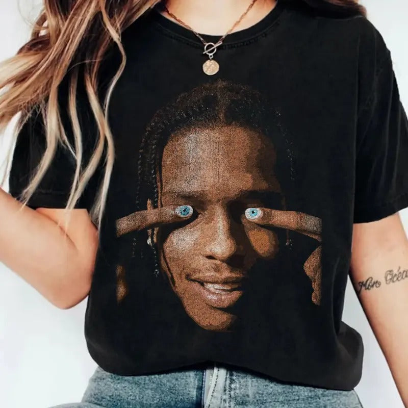 Rocky Blue Eyes Graphic T-Shirt, Hip Hop Rap Tee, Streetwear Style, Cotton Crew Neck T-Shirt, Unisex Shirt, Menswear, Womenswear Top, Gift for Him, Gift for Her