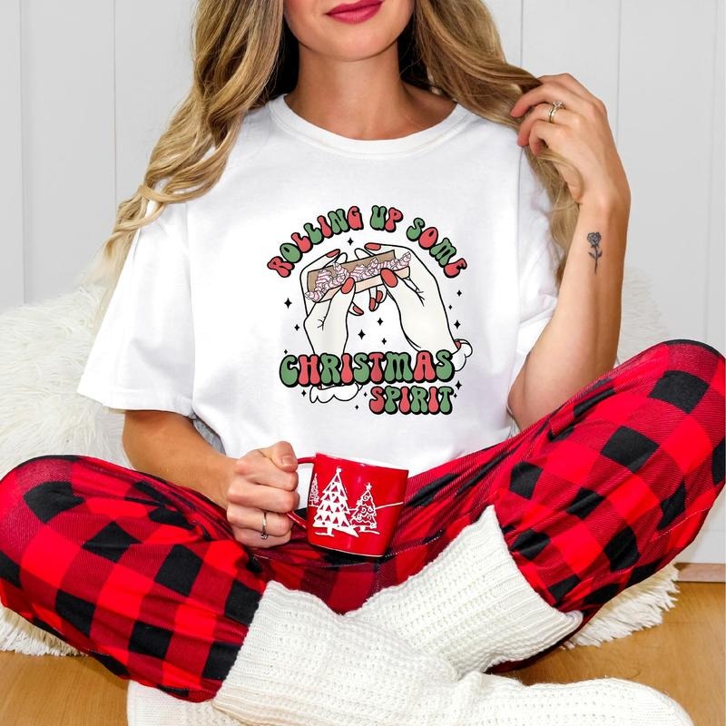 Rolling Up Some Christmas Spirit Sweater, Skeleton Hands Christmas Tee Shirt, Rolling Up Some Xmas Spirit Sweatshirt, Winter Christmas Shirt, Holiday Gift