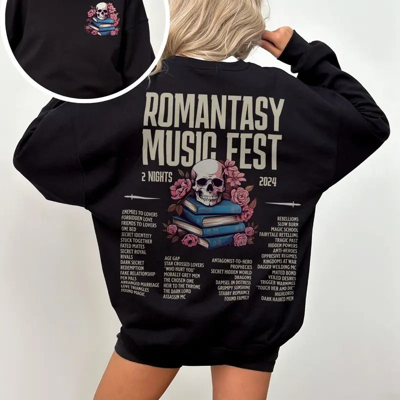 Romantasy Music Fest Sweatshirt, Romantasy Hoodie, Book Tropes Shirt, Smut Gift, Dark Romance Reader, Booklover Gift,...