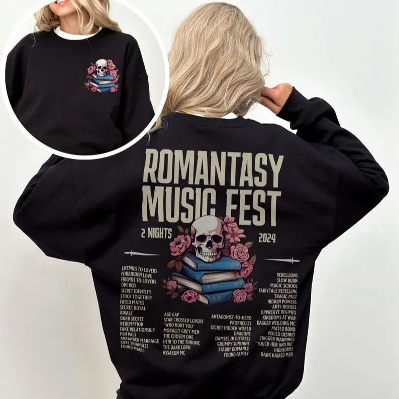 Romantasy Music Fest Sweatshirt, Romantasy Sweatshirt, Book Tropes Shirt, Smut Gift, Dark Romance Reader, Booklover Gift, Bookish Sweatshirt