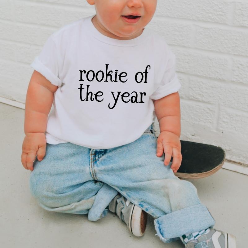 Rookie Of The Year, Toddler T-Shirts & Baby Bodysuits, Graphic Infant Clothes, Cute Baby Shower Gift, Trendy Kids Apparel, Soft Cotton Outfits