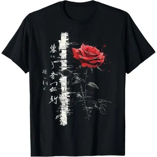 Rose Drawing Art Text Flower Illustration Graphic Rose T-Shirt Made in USA