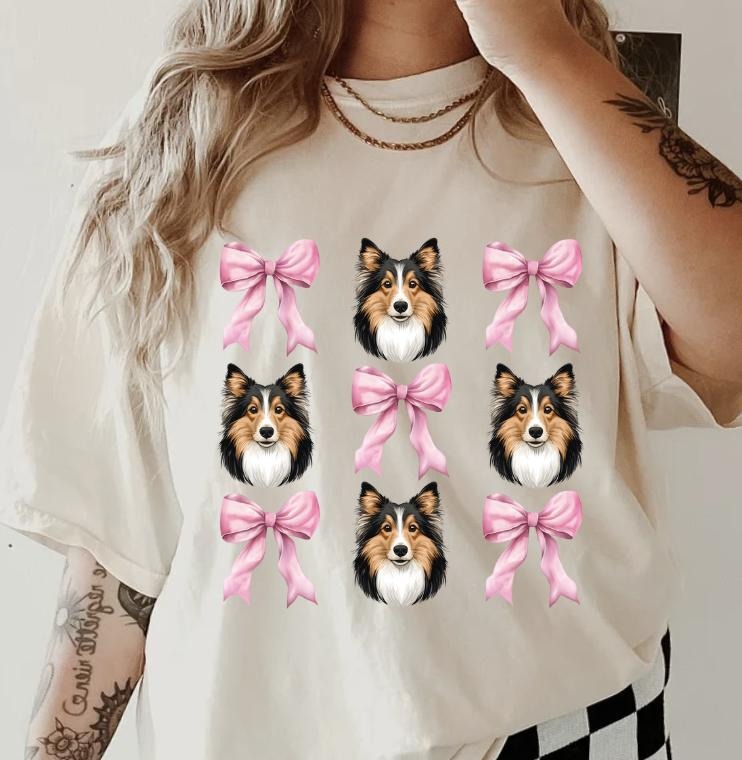 Rough Collie with Bows Sweatshirt ~ Sweatshirt Unisex Apparel Relaxed Fit Printed in the USA Clothing Womenswear Casual and Comfortable