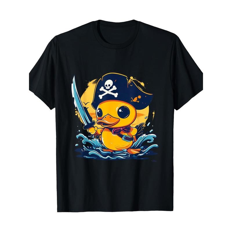Rubber Duck Pirate Art Fun Rubber Duck Rubber Duckling T-shirt 100% cotton T-shirt Made in USA
