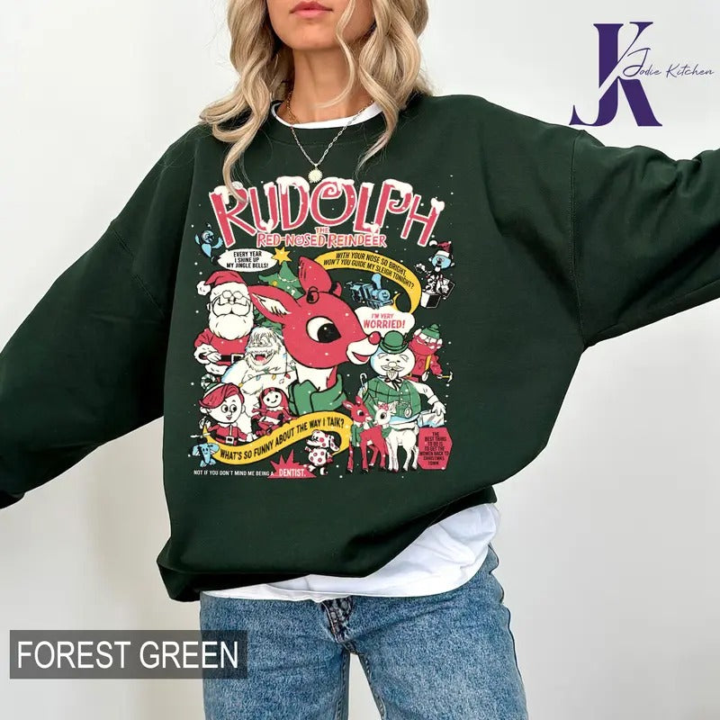 Rudolph Red Nosed Christmas Shirt, A Bit Of A Misfit Sweatshirt, Rudolph Movie Characters Sweatshirt, Christmas Cute Hoodie, Christmas Giftstyle{n002}2