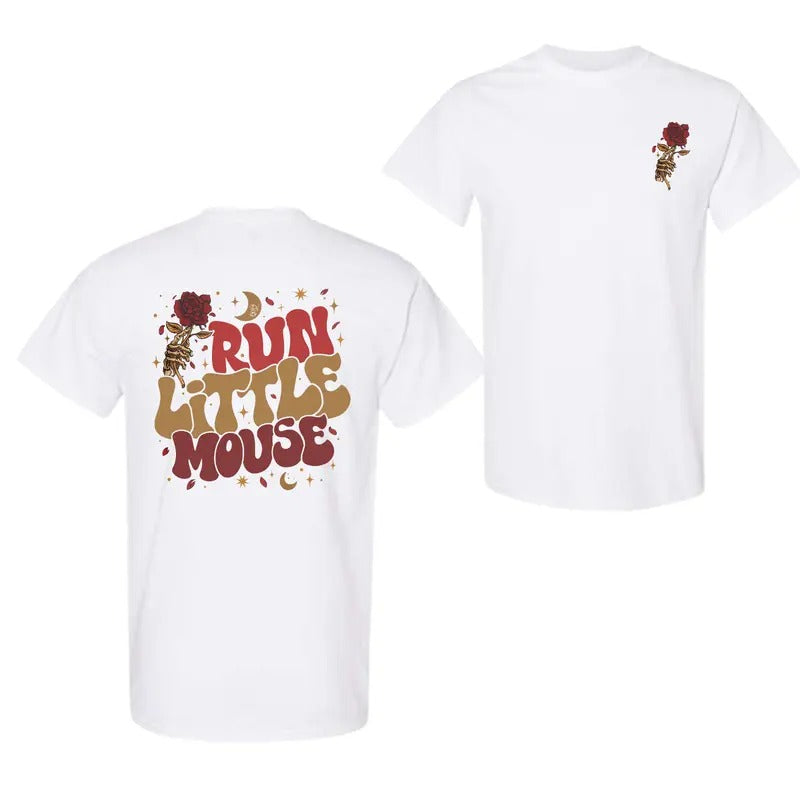 Run Little Mouse Skeleton Holding Roses Dark T-Shirt, For Men And Women, Trendy Shirt Hoodie, Sweatshirt | WearSparks.com