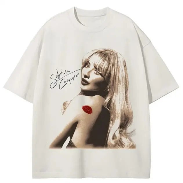 Sabrinaaa Carpenter T-Shirt Y2K Fashion Basic Cotton T-shirt, Crewneck Graphic Design