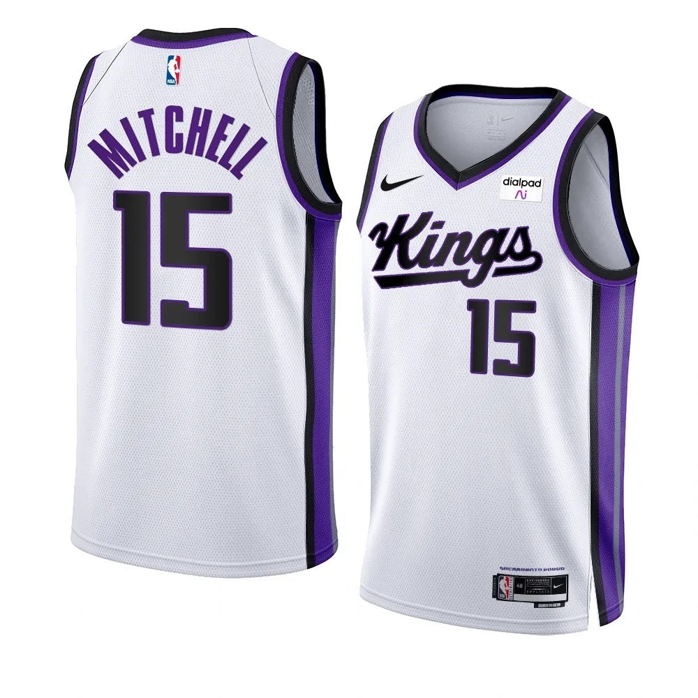 Sacramento Kings #15 Davion Mitchell 2023-24 White Association Edition Swingman Jersey.webp