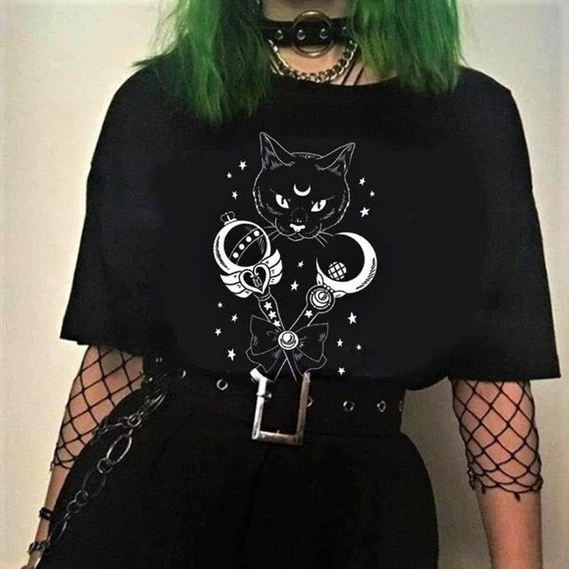 Sailor Moon Cat Shirt-goth shirt, goth clothing, goth clothes, gothic shirt