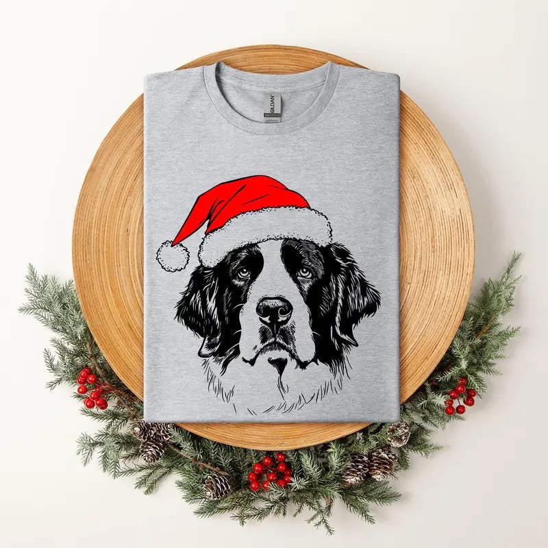 Saint Bernard, Santa, Dog, Christmas, Dog Lover, Pet T-Shirt, Soft Style Tee, Women's Graphic Tshirt