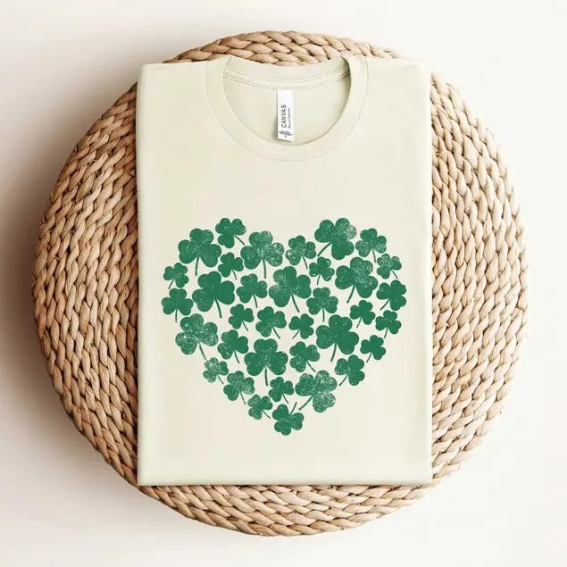 Saint Patrick's Day Heart Tshirt, Shamrock Shirt, Shamrock Heart Shirt, Saint Patrick's Heart TShirt, Clover Heart Shirt, Clover Heart Top