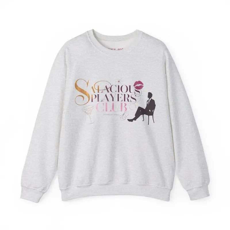 Salacious Players Club Sweatshirt, Dark Romance Hoodie, Bookish Merch, Morally Grey Book Club, Gift for BookTok lovers, Romantasy Shirt, Smut Books Unisex Soft Comfort Crewneck Pullover Long Sleeves Graphic Fabric Sweater