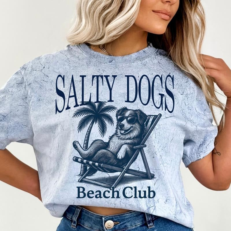 Salty Dogs Beach Club Aussie Shirt ~ Unisex Apparel Relaxed Fit Printed In The USA Clothing Womenswear Casual Comfort Cotton Top Athletic Boho Chic
