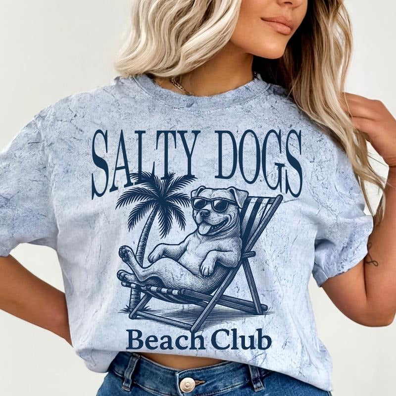 Salty Dogs Beach Club Pitbull Shirt ~ Unisex Apparel Relaxed Fit Printed In The USA Clothing Womenswear Casual Comfort Cotton Top Athletic Boho Chic