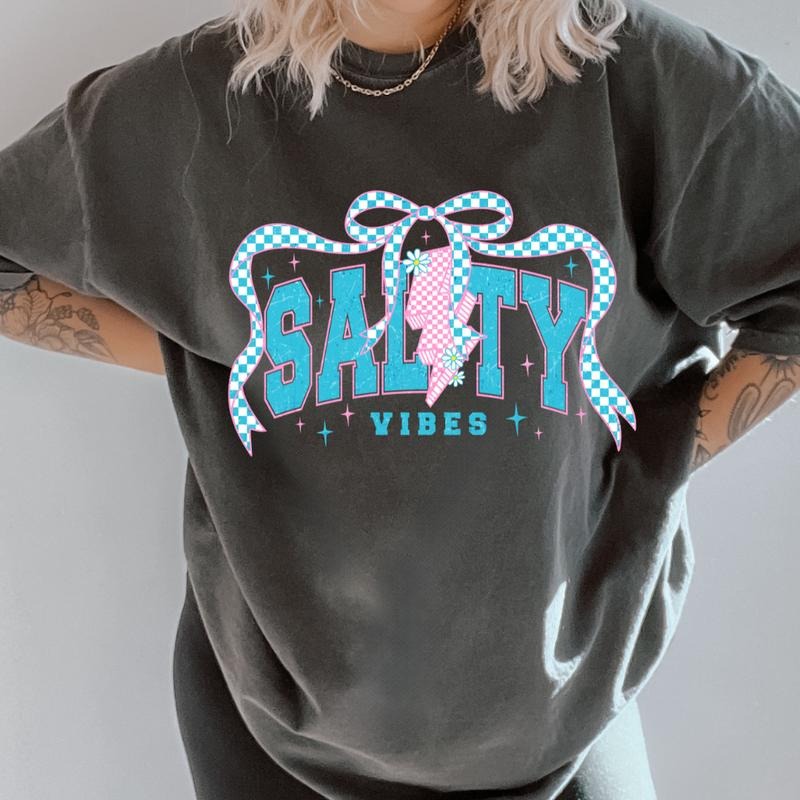 Salty Vibes Summer Shirt ~ Unisex Apparel Relaxed Fit Printed In The USA Clothing Womenswear Casual Comfort Cotton Top Athletic Boho Chic