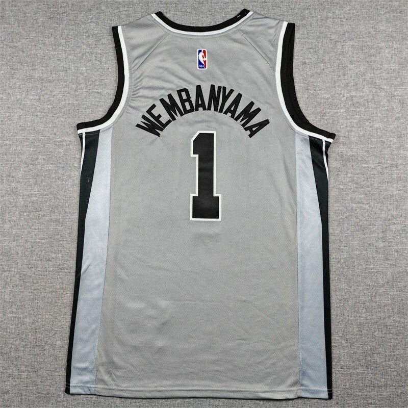 San Antonio Spurs #1 Victor Wembanyama 26 Spurs 1 Gray Style 1