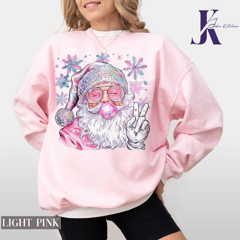 Santa Christmas Blowing Bubble Shirt, Santa Christmas Shirt, Funny Santa With Sunglasses Xmas, Vintage Merry Christmas