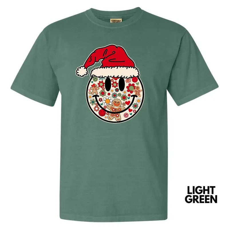 Santa Hat Happy Face Comfort Colors T-Shirt 'NLB'