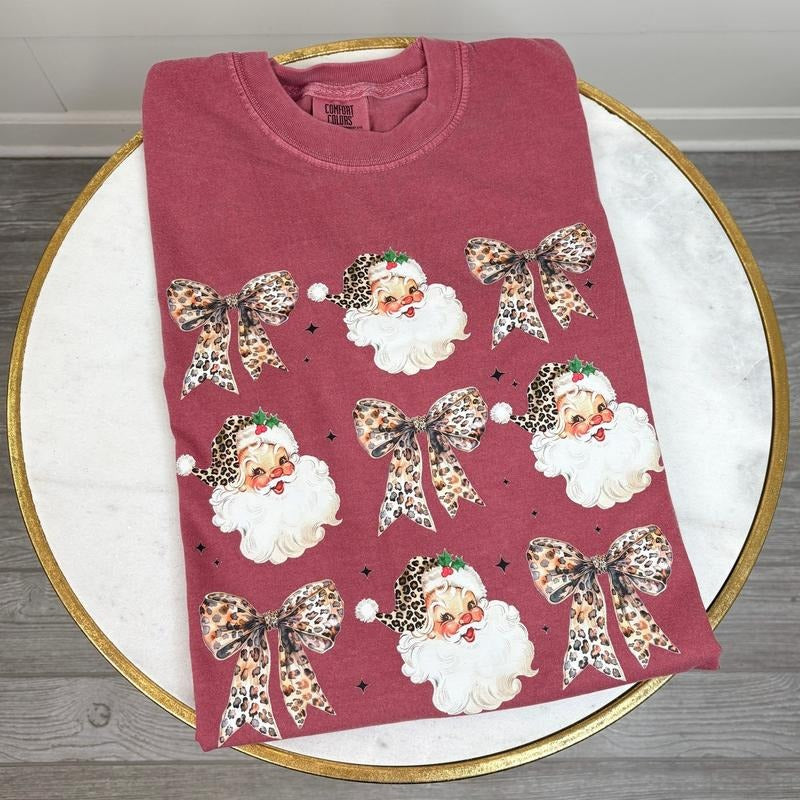 Santa Leopard Coquette Collage Comfort Colors T-Shirt 'NLB' Hoodie, Sweatshirt | WearSparks.com